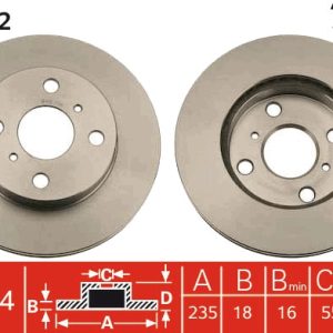Disc frana TOYOTA YARIS (_P1_) 1.5 (NCP13_, NCP13R) benzina 106 cai TRW DF4112