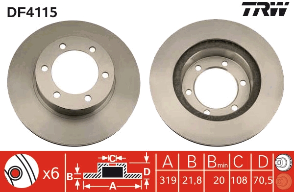 Disc frana TOYOTA LAND CRUISER 90 (_J9_) 3.0 TD (KZJ90_, KZJ95_, KZJ90R, KZJ95R, KZJ90W, KZJ95W) diesel 125 cai TRW DF4115