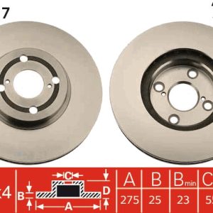 Disc frana TOYOTA COROLLA (_E12_) 2.0 D-4D (CDE120R, CDE120L_) diesel 116 cai TRW DF4317