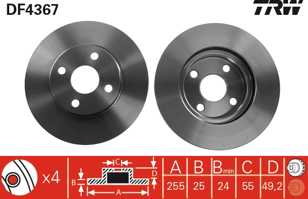 Disc frana TOYOTA COROLLA (_E12_) 1.8 VVTL-i TS (ZZE123) benzina 192 cai TRW DF4367