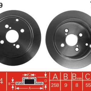 Disc frana TOYOTA YARIS (_P1_) 1.3 (NCP10, SCP12_) benzina 86 cai TRW DF4379
