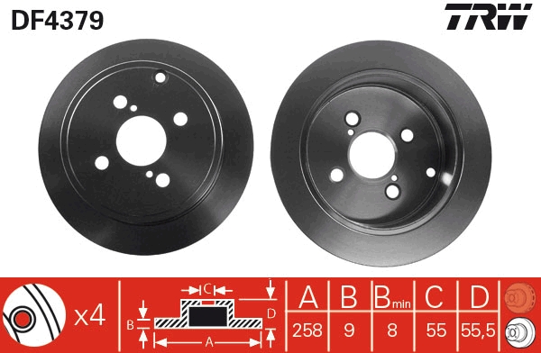 Disc frana TOYOTA YARIS (_P1_) 1.5 (NCP13_, NCP13R) benzina 106 cai TRW DF4379