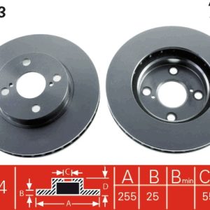 Disc frana TOYOTA COROLLA (_E12_) 1.8 VVTi (ZZE122_, ZZE122R) benzina 136 cai TRW DF4403