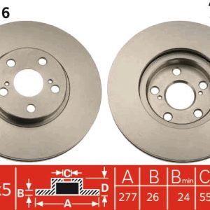 Disc frana TOYOTA AVENSIS limuzina (_T25_) 2.4 VVT-i (AZT251_, AZT251R) benzina 163 cai TRW DF4416