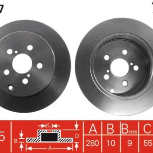Disc frana TOYOTA AVENSIS limuzina (_T25_) 2.4 VVT-i (AZT251_, AZT251R) benzina 170 cai TRW DF4417