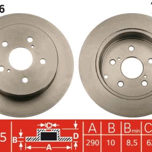 Disc frana TOYOTA COROLLA Verso (ZER_, ZZE12_, R1_) 1.8 (ZNR11_, ZNR11R) benzina 129 cai TRW DF4446