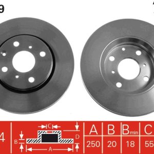 Disc frana TOYOTA AYGO (_B1_) 1.0 GPL (KGB10_) Benzina/Autogaz (GPL) 68 cai TRW DF4469