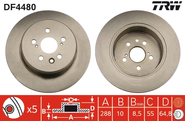 Disc frana TOYOTA AVENSIS (_T22_) 2.0 VVT-i (AZT220_, AZT220R) benzina 150 cai TRW DF4480