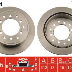Disc frana TOYOTA LAND CRUISER (_J7_, _JL7_) 3.0 TD (KZJ70_, KZJ73_, KZJ77_, KZJ78, KZJ71) diesel 125 cai TRW DF4484