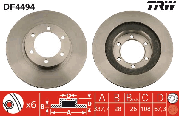 Disc frana TOYOTA LAND CRUISER PRADO (_J12_) 4.0 V6 VVT-i (GRJ125) benzina 282 cai TRW DF4494
