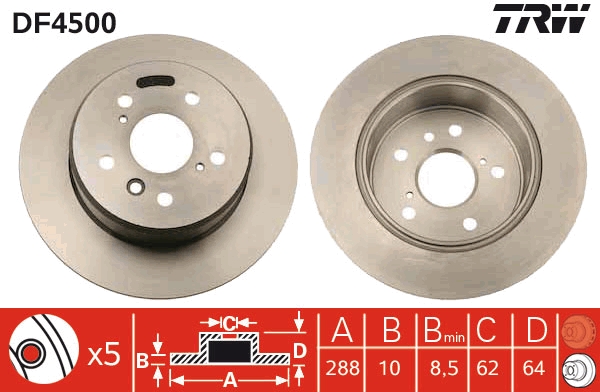 Disc frana TOYOTA CAMRY (_V1_) 3.0 (VCV10_, VCV10R) benzina 188 cai TRW DF4500
