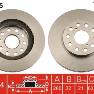 Disc frana TOYOTA MR2 II (SW2_) 2.0 16V (SW20_, SW20R) benzina 170 cai TRW DF4525