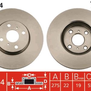 Disc frana TOYOTA YARIS (_P13_) 1.5 Hybrid (NHP130_, NHP130) benzina/elector 101 cai TRW DF4804
