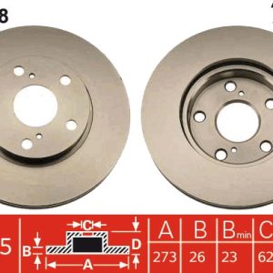 Disc frana TOYOTA AURIS (_E15_) 1.8 Hybrid (ZWE150_, ZWE150R) benzina/elector 136 cai TRW DF4808