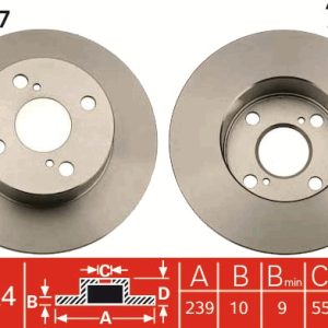 Disc frana TOYOTA COROLLA (_E11_) 1.9 D (WZE110_, WZE110R) diesel 69 cai TRW DF4827