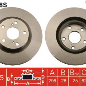 Disc frana TOYOTA AURIS combi (_E18_) 1.8 Hybrid (ZWE186_, ZWE186R, ZWE186H) benzina/elector 136 cai TRW DF4828S