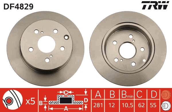 Disc frana TOYOTA RAV 4 IV VAN (_A4_) 2.0 VVTi 4WD (ZSA44) benzina 151 cai TRW DF4829