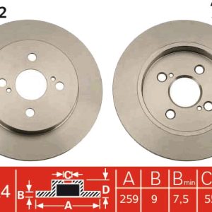 Disc frana TOYOTA YARIS (_P9_) 1.0 VVT-i (KSP90) benzina 71 cai TRW DF4832