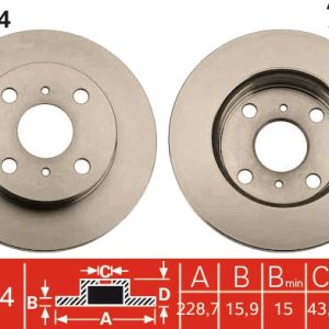Disc frana TOYOTA STARLET (_P8_) 1.0 (EP80_, EP80R) benzina 54 cai TRW DF4884