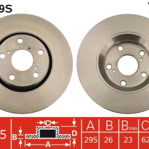 Disc frana TOYOTA AVENSIS combi (_T27_) 1.6 D4-D (WWT270_) diesel 112 cai TRW DF4939S