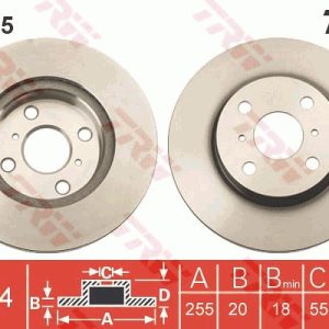 Disc frana TOYOTA IQ (_J1_) 1.0 (KGJ10_, KGJ10R) benzina 68 cai TRW DF6225