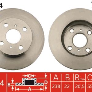 Disc frana TOYOTA COROLLA combi (_E10_) 1.3 12V (EE100_, EE100R) benzina 72 cai TRW DF7114