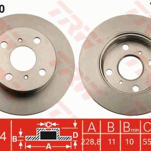 Disc frana TOYOTA STARLET (_P8_) 1.5 D (NP80_, NP80) diesel 54 cai TRW DF7240