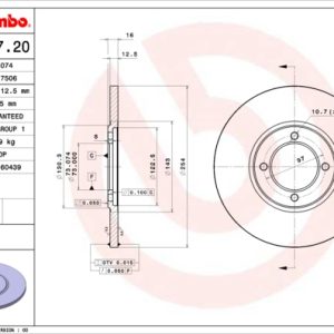 Disc frana TOYOTA CELICA (_A4_) 2.0 XT (RA40) benzina 90 cai BREMBO 08.3067.20