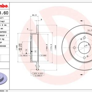 Disc frana TOYOTA MR2 I (AW1_) 1.6 16V (AW11) benzina 116 cai BREMBO 08.5443.60