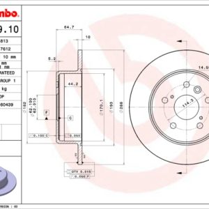 Disc frana TOYOTA CAMRY combi (_V1_) 2.2 (SXV10_, SXV10R) benzina 136 cai BREMBO 08.9179.10