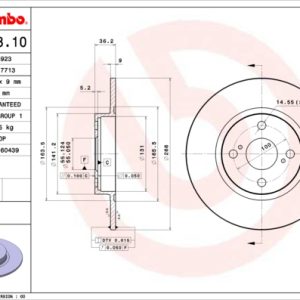 Disc frana TOYOTA COROLLA (_E11_) 1.3 (EE110) benzina 75 cai BREMBO 08.A298.10