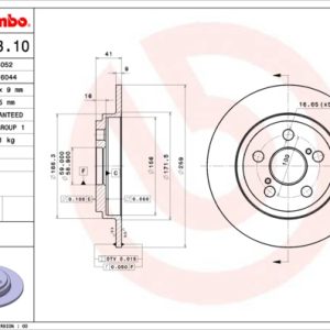 Disc frana TOYOTA URBAN CRUISER (_P1_) 1.33 (NSP110_, NSP110R) benzina 99 cai BREMBO 08.B493.10