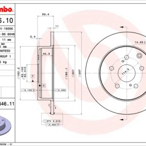 Disc frana TOYOTA VERSO VAN (_R2_) D4d (WAR20) diesel 112 cai BREMBO 08.B646.11