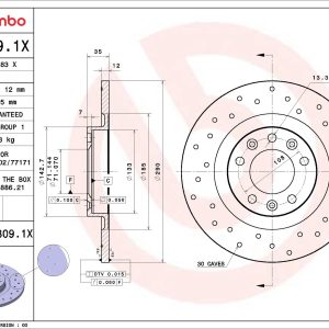 Disc frana TOYOTA PROACE bus (MDZ_) 1.6 D4d (MDZ2) diesel 116 cai BREMBO 08.C309.1X