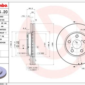 Disc frana TOYOTA CARINA E VI limuzina (_T19_) 2.0 i (ST191) benzina 126 cai BREMBO 09.5845.20