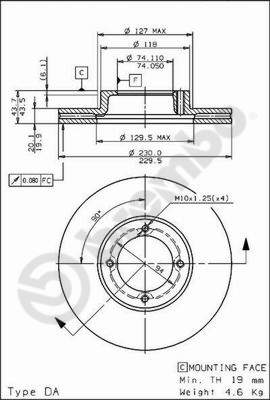 Disc frana TOYOTA MODEL F (CR2_, YR2_, YR3_) 2.0 Super (YR21) benzina 88 cai BREMBO 09.6709.10