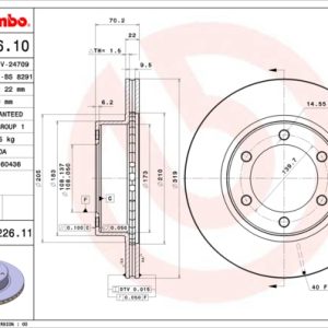 Disc frana TOYOTA LAND CRUISER 90 (_J9_) 3.0 D-4D 4WD (KDJ90_, KDJ95_, KDJ90W, KDJ95W) diesel 163 cai BREMBO 09.7226.11