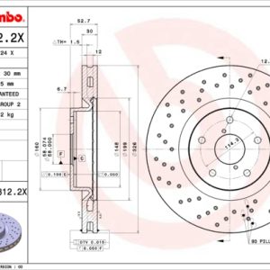 Disc frana TOYOTA GT 86 cupe (ZN6_) 2.0 (ZN6AC_, ZN6BC_, ZN6K) benzina 200 cai BREMBO 09.7812.2X