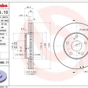 Disc frana TOYOTA CAMRY (_V2_) 2.2 (SXV20) benzina 126 cai BREMBO 09.A386.11