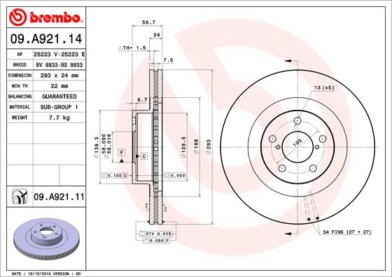 Disc frana TOYOTA GR 86 cupe (ZN8) 2.4 (ZN8BKE8) benzina 234 cai BREMBO 09.A921.14