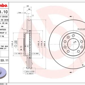 Disc frana TOYOTA PROACE CITY Autoutilitara/limuzina spatioasa (BPZ_) Electric (BPZS) electric 136 cai BREMBO 09.C133.11