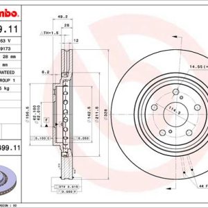 Disc frana TOYOTA RAV 4 IV VAN (_A4_) 2.0 D4d (WWA42) diesel 143 cai BREMBO 09.C499.11