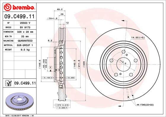 Disc frana TOYOTA RAV 4 IV VAN (_A4_) 2.0 D4d (WWA42) diesel 143 cai BREMBO 09.C499.11