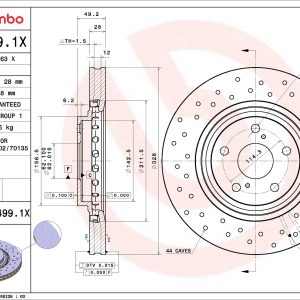 Disc frana TOYOTA SIENNA (_L3_) 3.5 4WD (GSL35_) benzina 269 cai BREMBO 09.C499.1X
