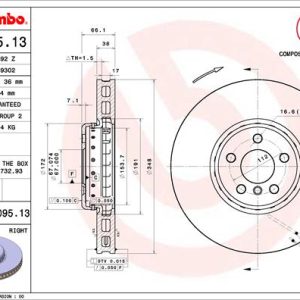 Disc frana TOYOTA SUPRA (DB_) 2.0 (DB21, DB22, DB23, DB26) benzina 258 cai BREMBO 09.D095.13