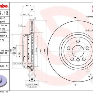 Disc frana TOYOTA SUPRA (DB_) 3.0 GR (DB41, DB42, DB43, DB45, DB46) benzina 340 cai BREMBO 09.D096.13