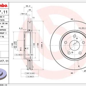 Disc frana TOYOTA C-HR (_X1_) 2.0 Hybrid (MAXH10) benzina/elector 184 cai BREMBO 09.D417.11