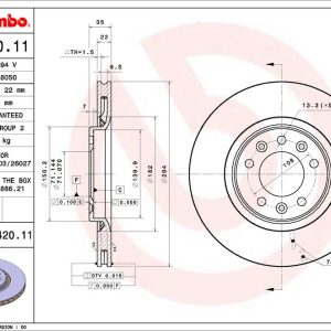Disc frana TOYOTA PROACE bus (MDZ_) 1.5 D4d (MDZ1) diesel 120 cai BREMBO 09.D420.11