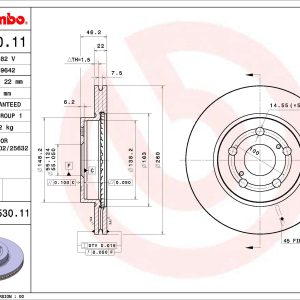 Disc frana TOYOTA YARIS (_P21_, _PA1_, _PH1_) 1.0 (KSP211) benzina 72 cai BREMBO 09.E530.11
