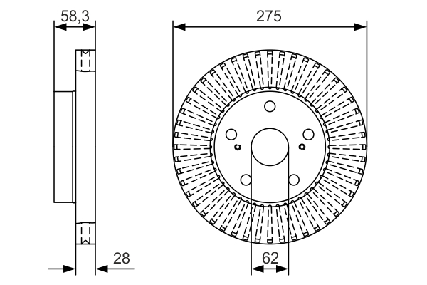 Disc frana TOYOTA HILUX VIII platou / sasiu (_N1_) 2.4 D (GUN112_, GUN122_, GUN135_) diesel 150 cai BOSCH 0 986 479 A97